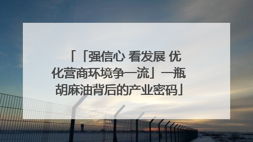 「强信心 看发展 优化营商环境争一流」一瓶胡麻油背后的产业密码