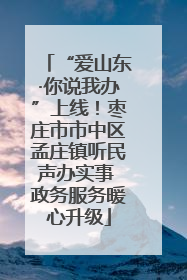 “爱山东·你说我办”上线！枣庄市市中区孟庄镇听民声办实事 政务服务暖心升级