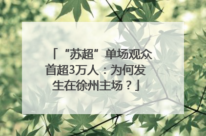 “苏超”单场观众首超3万人：为何发生在徐州主场？