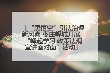 “黑悟空”引法治课新风尚 枣庄峄城开展“峄起学习·政策法规宣讲面对面”活动