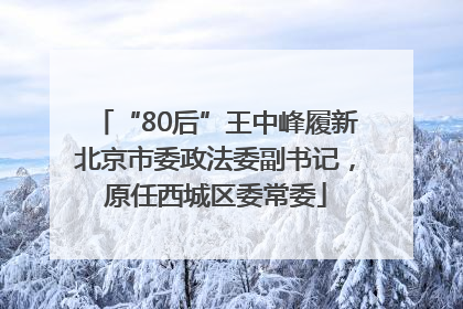 “80后”王中峰履新北京市委政法委副书记，原任西城区委常委