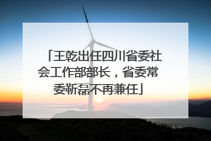王乾出任四川省委社会工作部部长，省委常委靳磊不再兼任