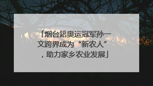 烟台籍奥运冠军孙一文跨界成为“新农人”，助力家乡农业发展
