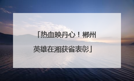 热血映丹心！郴州英雄在湘获省表彰
