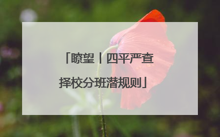 瞭望丨四平严查择校分班潜规则