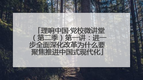 理响中国·党校微讲堂（第二季）第一讲：进一步全面深化改革为什么要聚焦推进中国式现代化