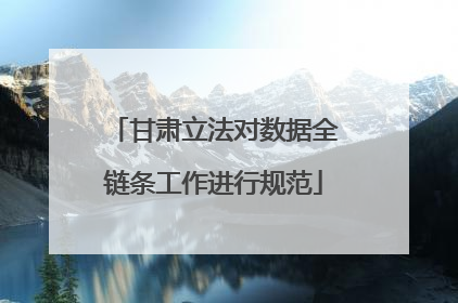甘肃立法对数据全链条工作进行规范