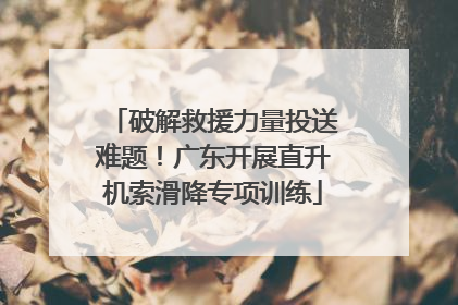 破解救援力量投送难题！广东开展直升机索滑降专项训练