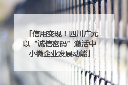 信用变现！四川广元以“诚信密码”激活中小微企业发展动能