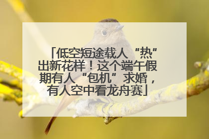 低空短途载人“热”出新花样！这个端午假期有人“包机”求婚，有人空中看龙舟赛