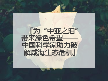 为“中亚之泪”带来绿色希望——中国科学家助力破解咸海生态危机