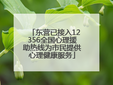 东营已接入12356全国心理援助热线为市民提供心理健康服务