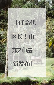 任命代区长！山东2市最新发布