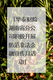 华泰财险湖南省分公司积极开展防范非法金融宣传月活动
