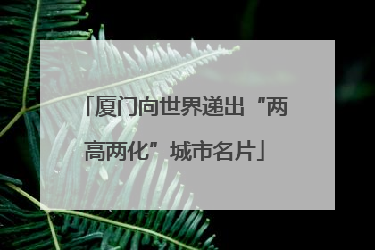厦门向世界递出“两高两化”城市名片