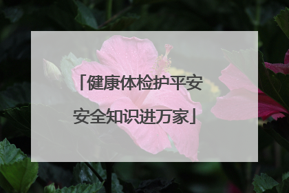 健康体检护平安 安全知识进万家