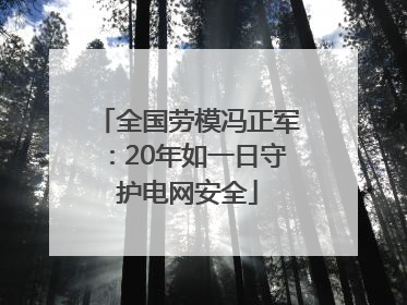全国劳模冯正军：20年如一日守护电网安全