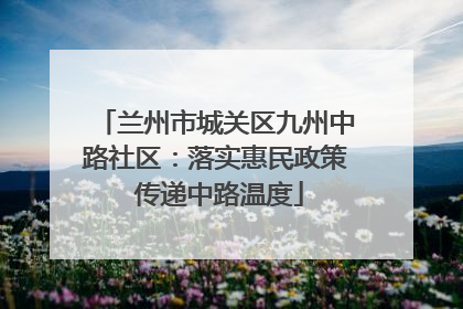 兰州市城关区九州中路社区：落实惠民政策 传递中路温度