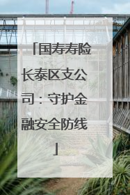 国寿寿险长泰区支公司：守护金融安全防线