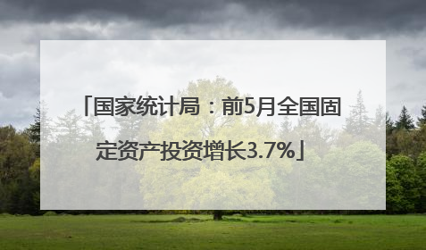 国家统计局：前5月全国固定资产投资增长3.7%