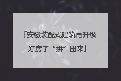 安徽装配式建筑再升级 好房子“拼”出来