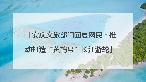 安庆文旅部门回复网民：推动打造“黄鹄号”长江游轮