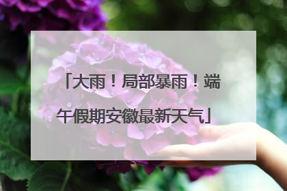 大雨！局部暴雨！端午假期安徽最新天气