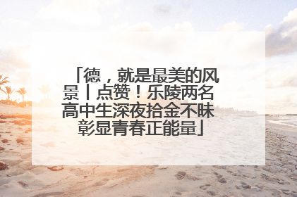 德，就是最美的风景丨点赞！乐陵两名高中生深夜拾金不昧 彰显青春正能量