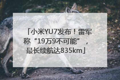 小米YU7发布！雷军称“19万9不可能”，最长续航达835km