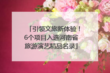 引领文旅新体验！6个项目入选河南省旅游演艺精品名录