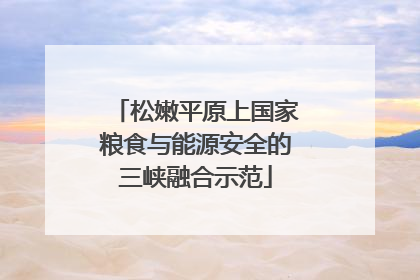 松嫩平原上国家粮食与能源安全的三峡融合示范