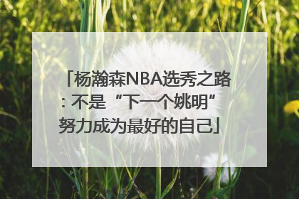 杨瀚森NBA选秀之路：不是“下一个姚明” 努力成为最好的自己