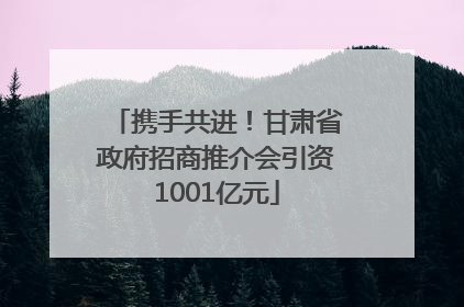 携手共进！甘肃省政府招商推介会引资1001亿元