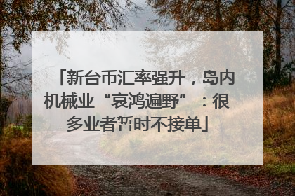 新台币汇率强升，岛内机械业“哀鸿遍野”：很多业者暂时不接单