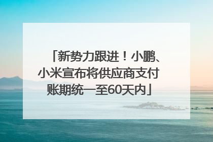 新势力跟进！小鹏、小米宣布将供应商支付账期统一至60天内