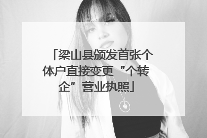 梁山县颁发首张个体户直接变更“个转企”营业执照