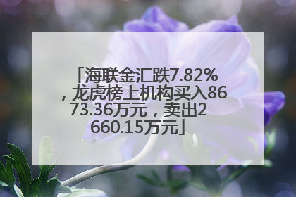 海联金汇跌7.82%，龙虎榜上机构买入8673.36万元，卖出2660.15万元