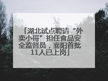 湖北试点聘请“外卖小哥”担任食品安全监督员，襄阳首批11人已上岗