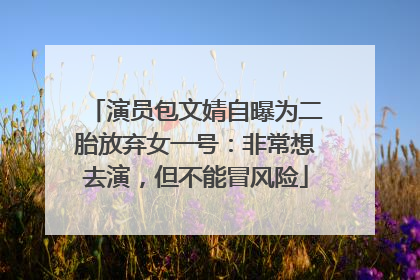 演员包文婧自曝为二胎放弃女一号：非常想去演，但不能冒风险