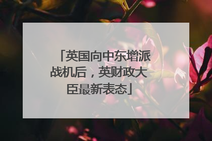 英国向中东增派战机后，英财政大臣最新表态