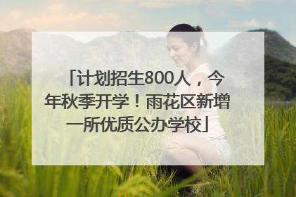 计划招生800人，今年秋季开学！雨花区新增一所优质公办学校