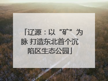 辽源：以“矿”为脉 打造东北首个沉陷区生态公园