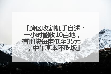 跨区收割机手自述：一小时能收10亩地，有地块每亩低至35元，中午基本不吃饭