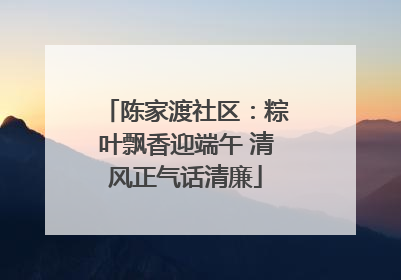 陈家渡社区：粽叶飘香迎端午 清风正气话清廉