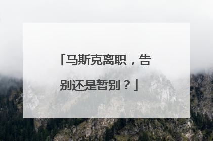马斯克离职，告别还是暂别？