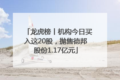龙虎榜丨机构今日买入这20股，抛售德邦股份1.17亿元