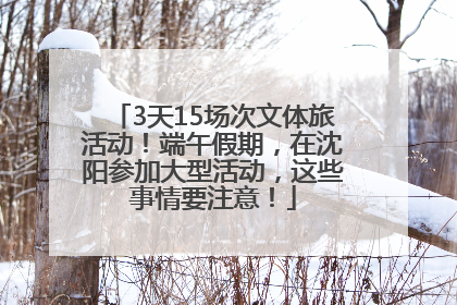 3天15场次文体旅活动！端午假期，在沈阳参加大型活动，这些事情要注意！