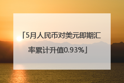 5月人民币对美元即期汇率累计升值0.93%